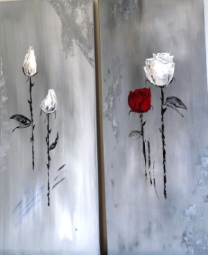 Acryl/Spachteltechnik auf Leinwand, 2-tlg. / je 30x70