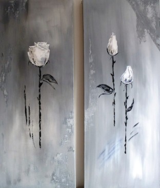 Acryl/Spachteltechnik auf Leinwand, 2-tlg. / je 30x70